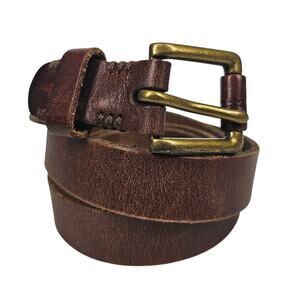 LUCKY BRAND VINTAGE BROWN GENUINE LEATHER BELT – MULTICOLOR STITCHING – SIZE 36